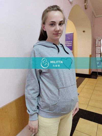 年轻的乌克兰试管妈妈按时来医院检查了孕28周+的B超孕检