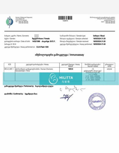 两个格鲁吉亚试管助孕家庭一次移植成功的验孕报告